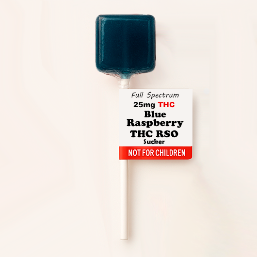 Blue Raspberry THC RSO Lollipop | 25mg Full-Spectrum Edible