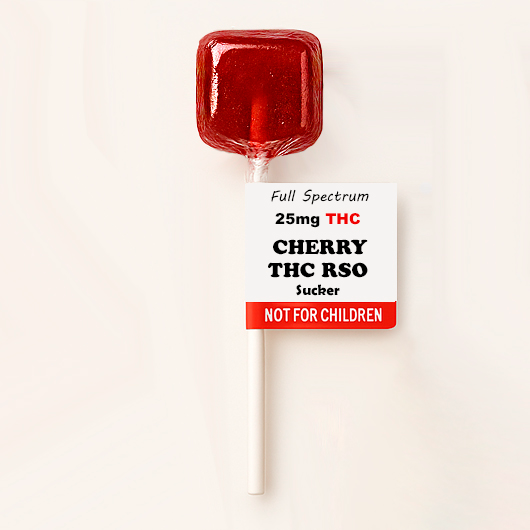 Cherry THC RSO Sucker – Full Spectrum Lollipop | 25mg THC