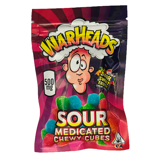 Warheads Sour Chewy Cubes | 500mg THC Edibles